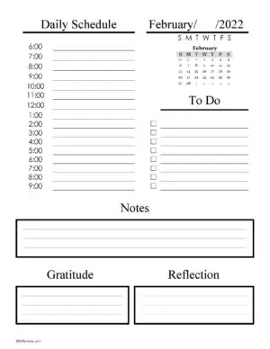 Daily Schedule - February 2022