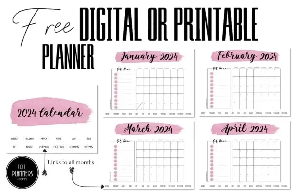 Digital or printable 2024 planner
