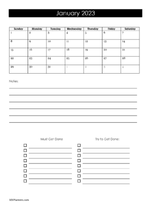 Monthly Planner January 2023