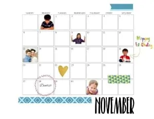 November Photo Calendar