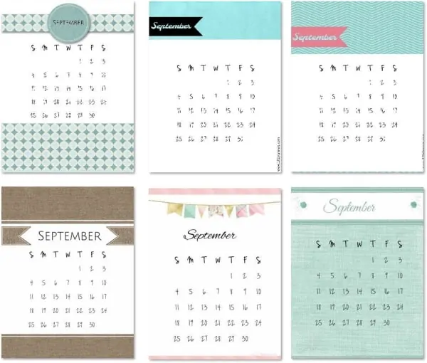 Printable September calendar