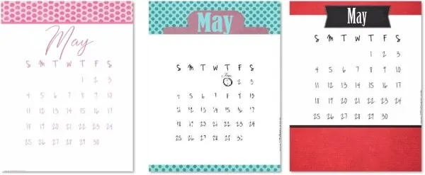 Printable May calendar