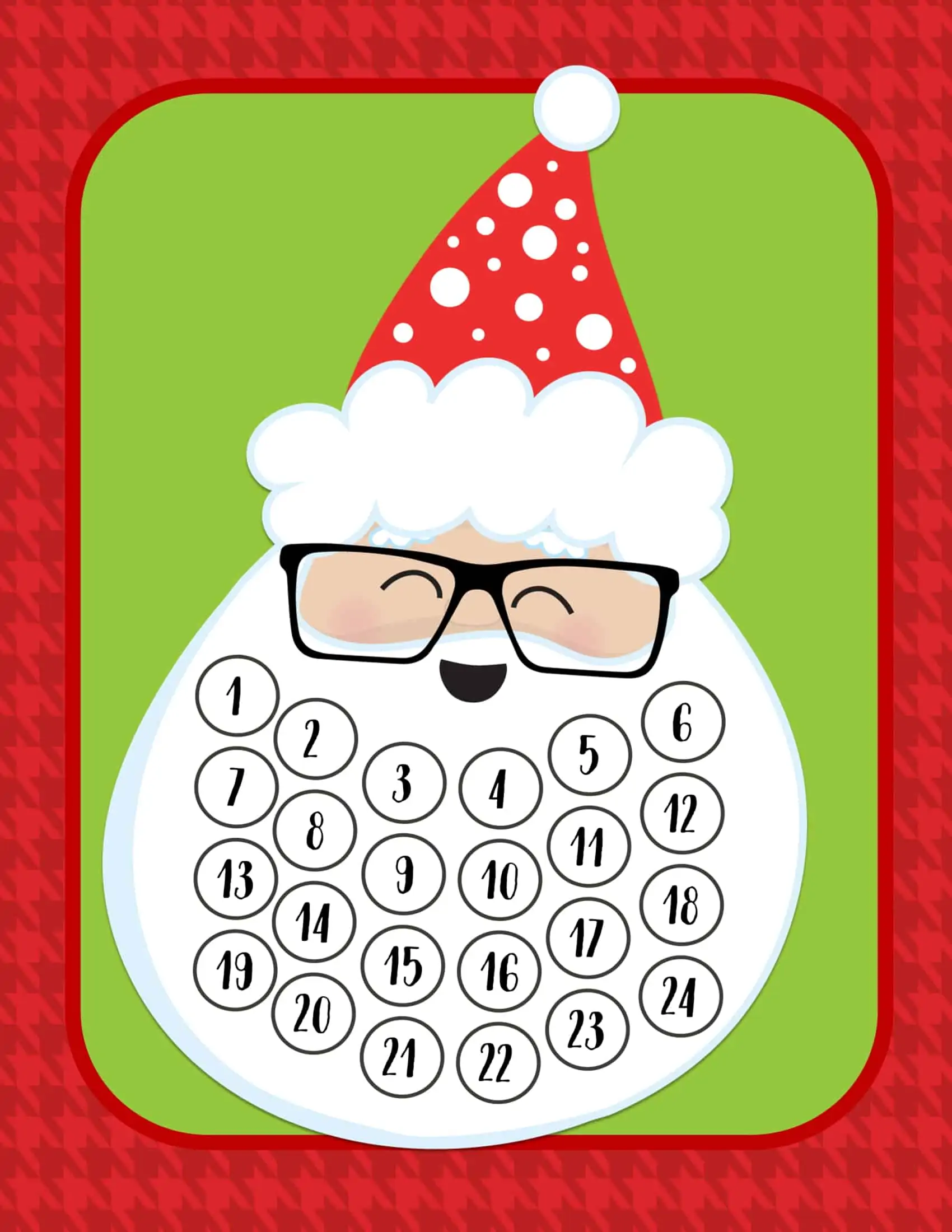 Free printable Christmas countdown and Advent calendar for Free Printable Santa Beard Countdown