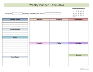 Weekly Schedule - April 2024 - Color