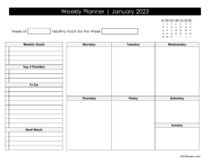 Weekly Schedule - January 2023