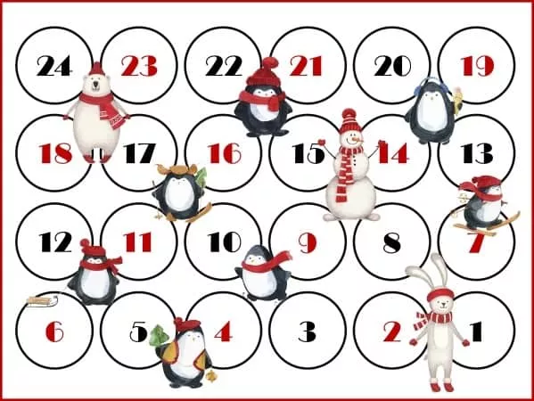 Christmas countdown calendar printable