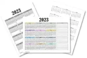 Blank calendars 2023