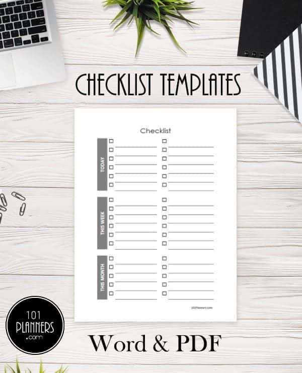 Template For Checklist from www.101planners.com