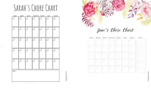 chore chart to track your monthly chores