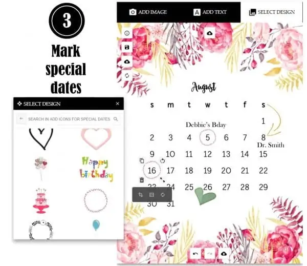Add icons to mark a date