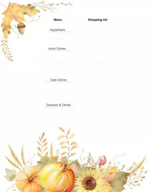 Thanksgiving meal planner