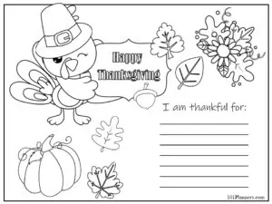 DIY printable Thanksgiving Placemats with a gratitude list