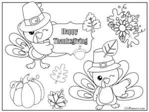 Printable Thanksgiving placemats to color