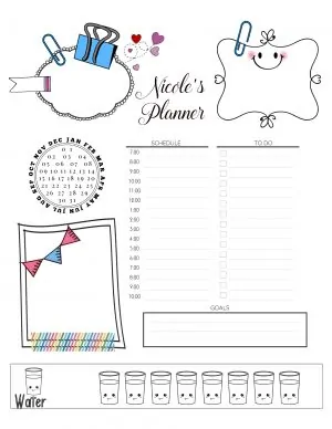 Cute hourly planner