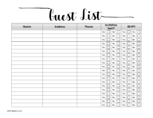guest list template
