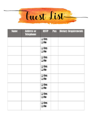 party guest list template