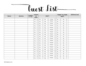 printable guest list