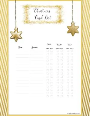 Christmas card list address book