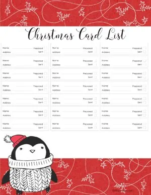 Christmas gift list template