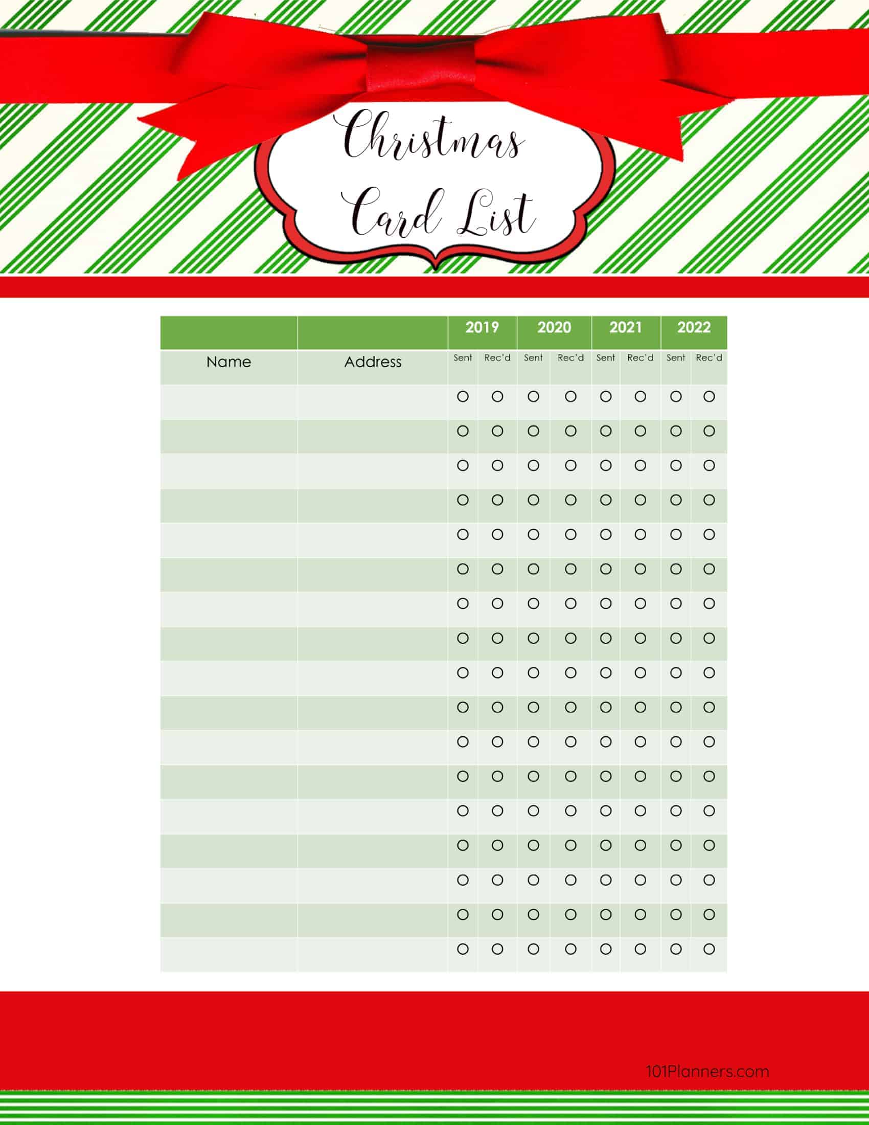 FREE Printable Christmas Gift List Template