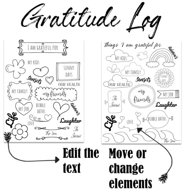 Creative log with doodles and text