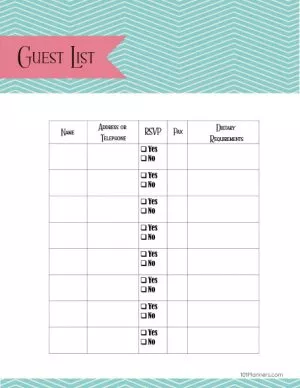 Guest checklist template