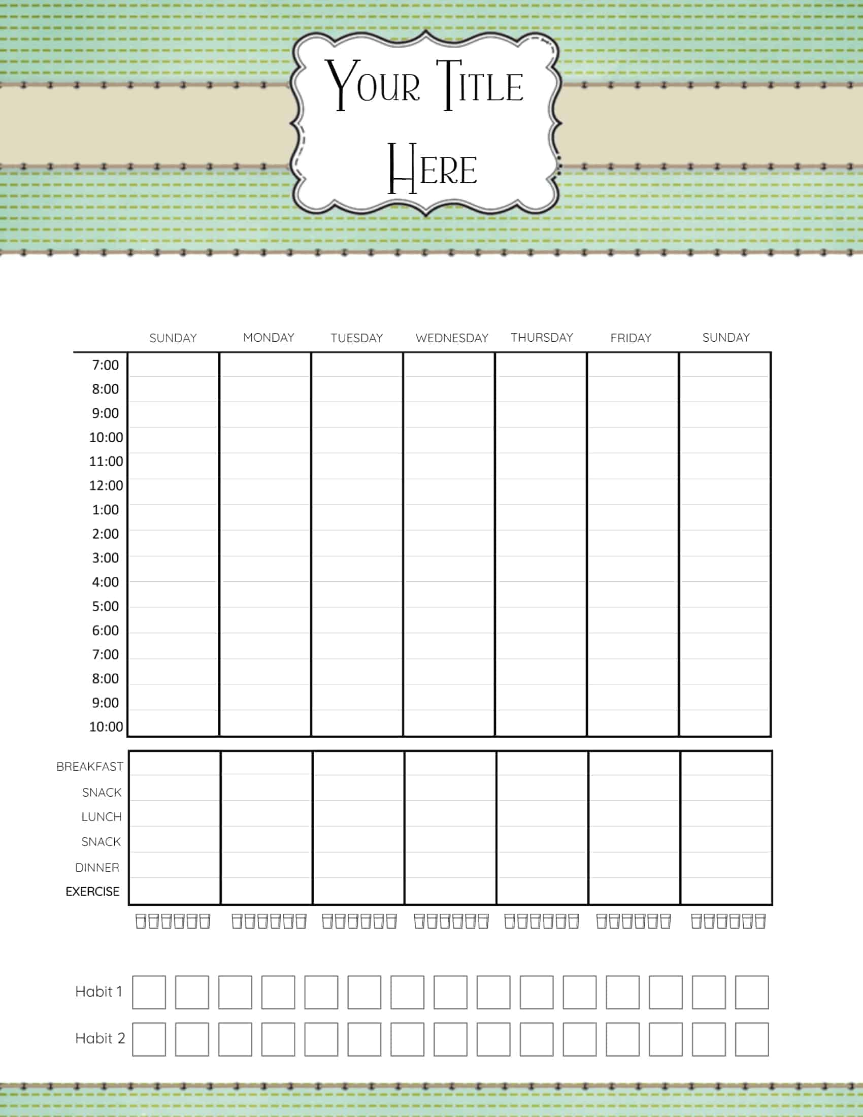 free printable hourly planner daily weekly or monthly