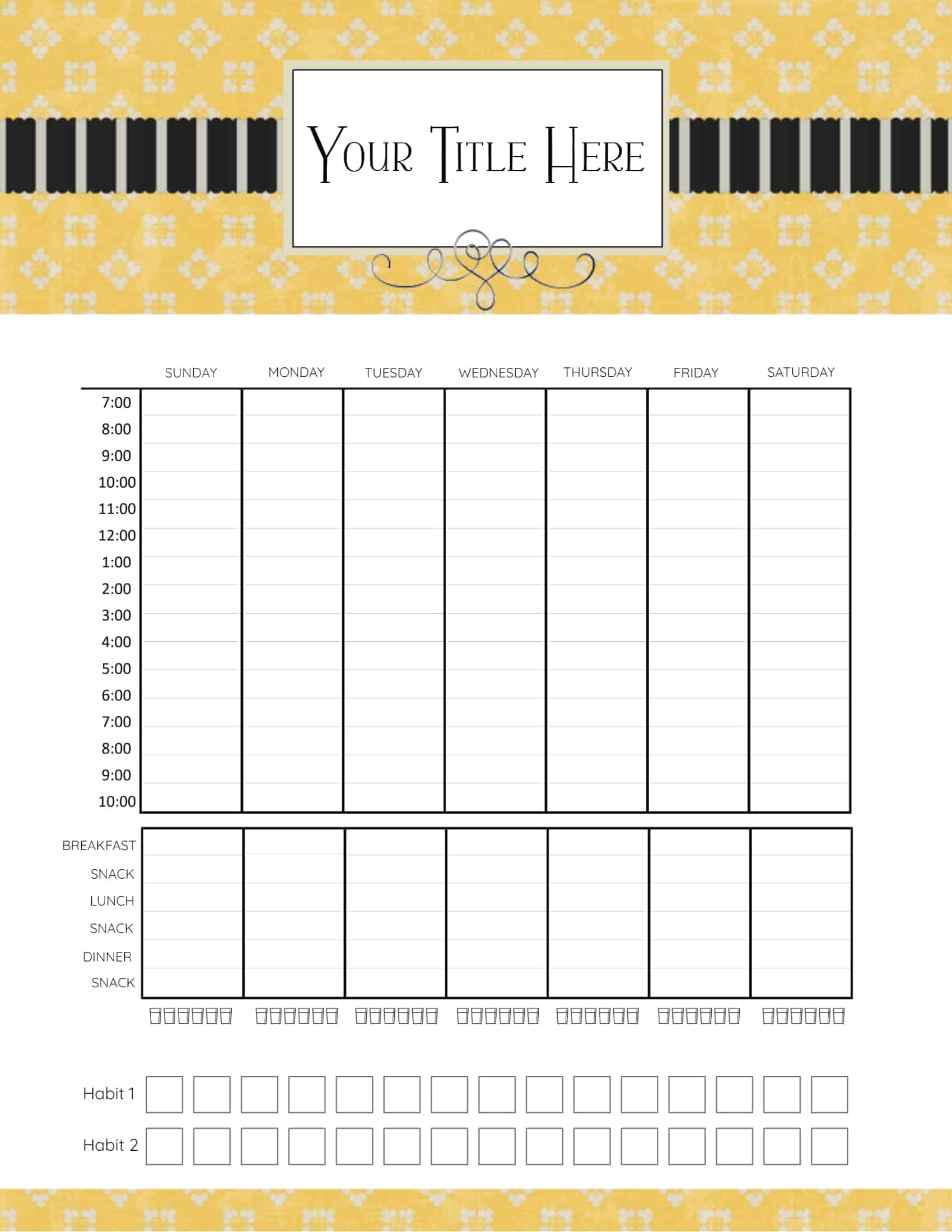 Weekly Schedule With Times Template from www.101planners.com