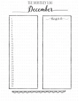 Monthly log bullet journal