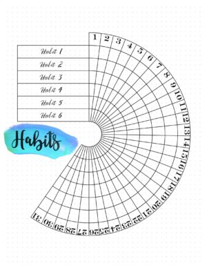 Habit Tracker Printable - 6 Habits - Bullet Journal