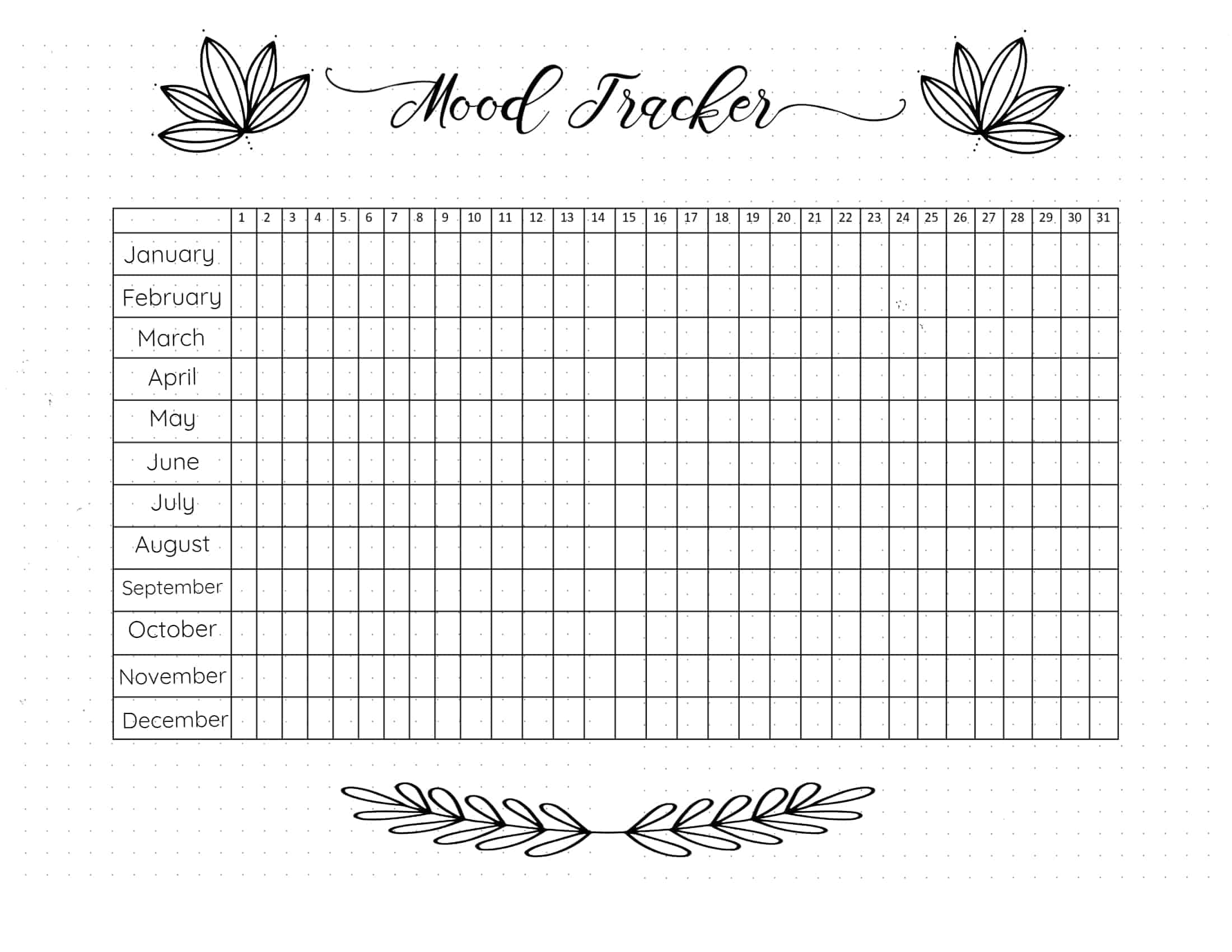 FREE Printable Mood Tracker Bullet Journal Classic Style 20 Templates