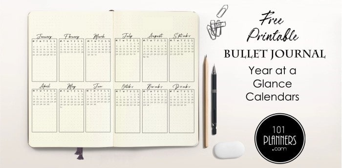 Bullet Journal Monthly Calendar Templates (Free Printable PDF) - Clementine  Creative
