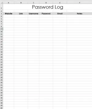 FREE Customizable Password Log | Many Templates are Available
