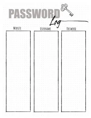 Password sheet printable