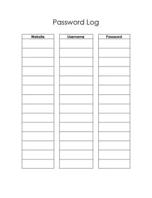 Free Customizable Password Log Many Templates Are Available