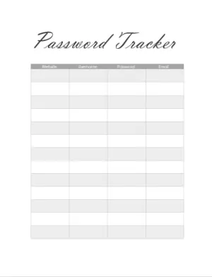 Password keeper printable pdf
