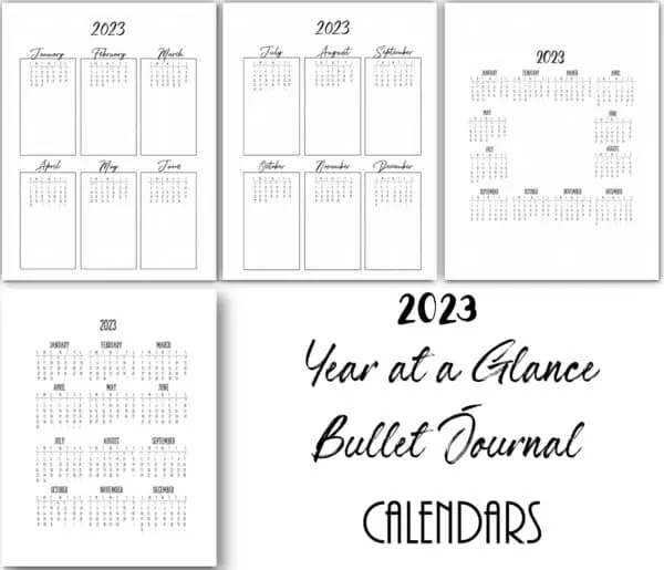 bullet journal year at a glance 2023