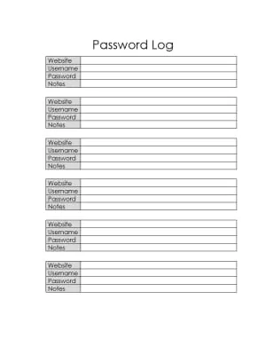 Free printable password log