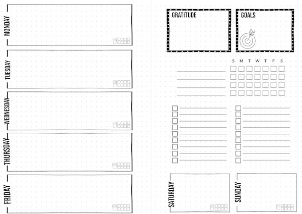 weekly dashboard spread