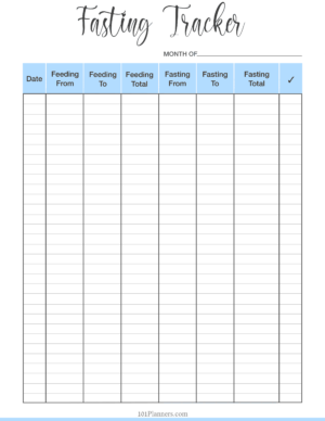 Monthly intermittent fasting tracker