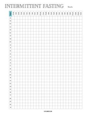 Monthly intermittent fasting tracker
