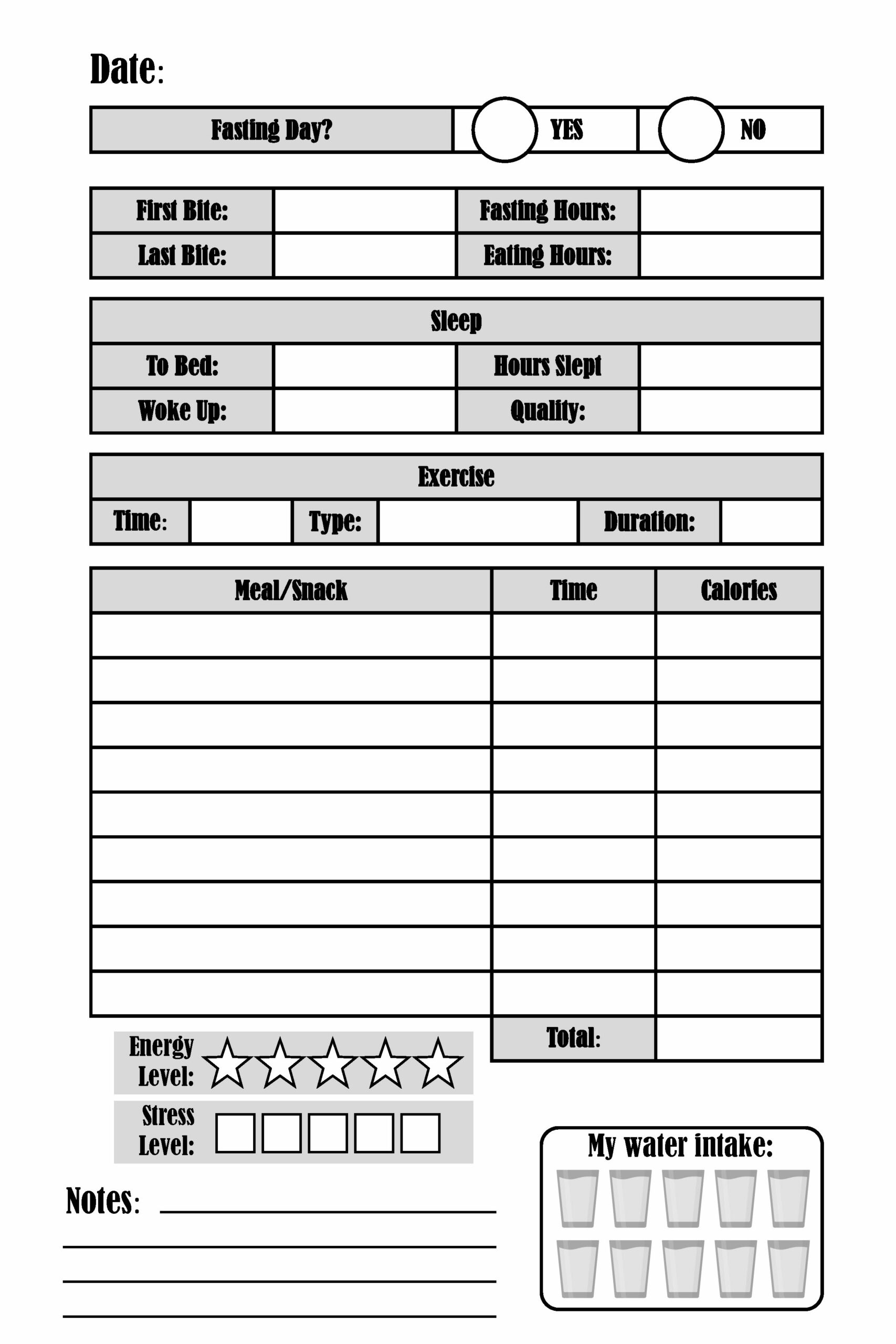 food-diary-template-free-printable-track-food-and-water-intake for Free Printable Calorie Counting Chart Food diary template | Free Printable | Track food and water intake for Free Printable Calorie Counting Chart