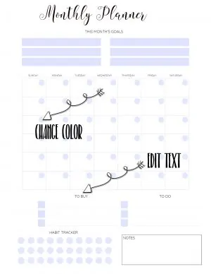 Editable Monthly Planner