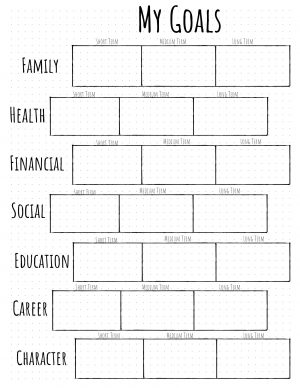 Goal planner template