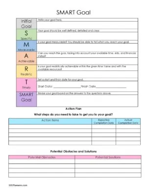 SMART Goal worksheet
