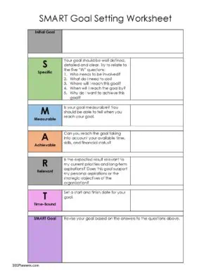 Goal setting worksheet