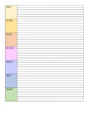 Blank weekly calendar