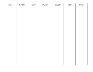 Horizonatal blank planner with 7 columns for each day of the week