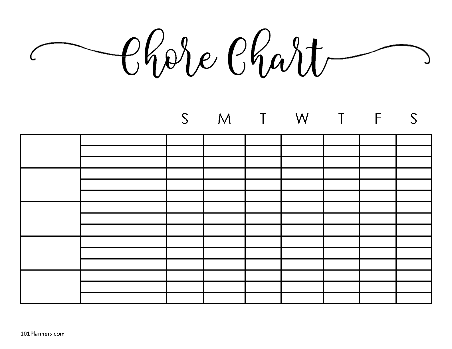 Family Chore Chart Template from www.101planners.com