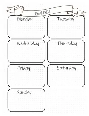 Weekly chore calendar